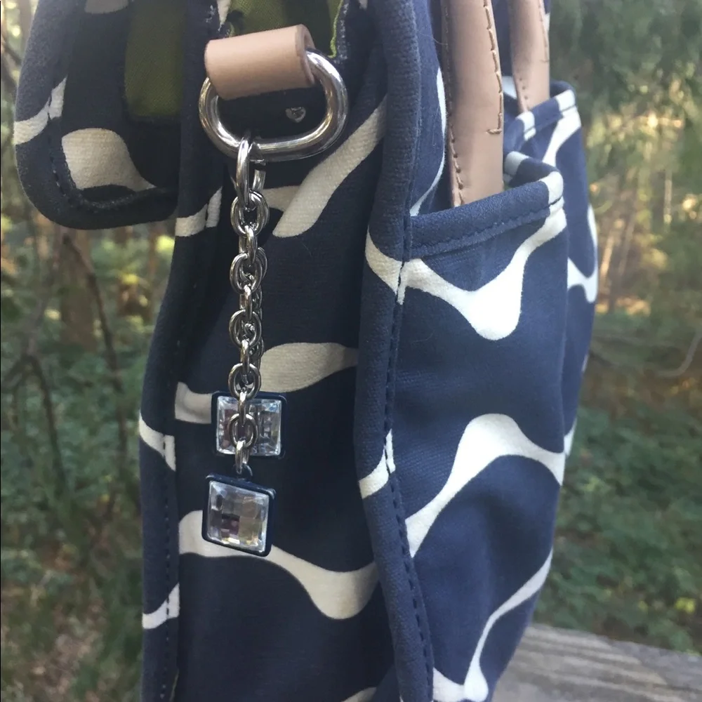 Juicy Couture navy and cream canvas satchel - Picture 4 of 7